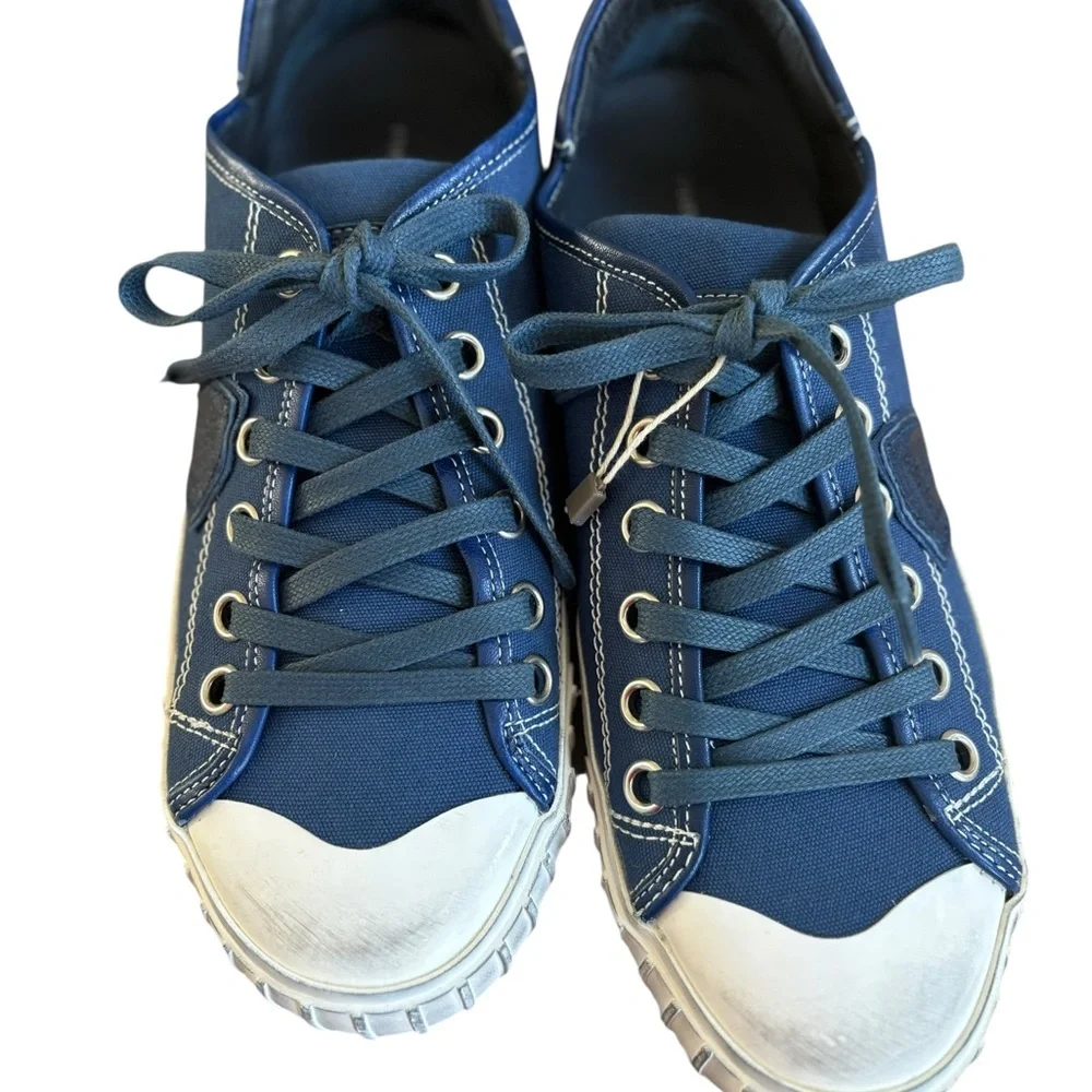 Philippe Model Navy Sneakers with Green and Red Stripes - Picture 4 of 8